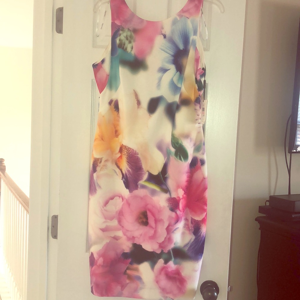 Floral Calvin Klein sleeveless sheath dress